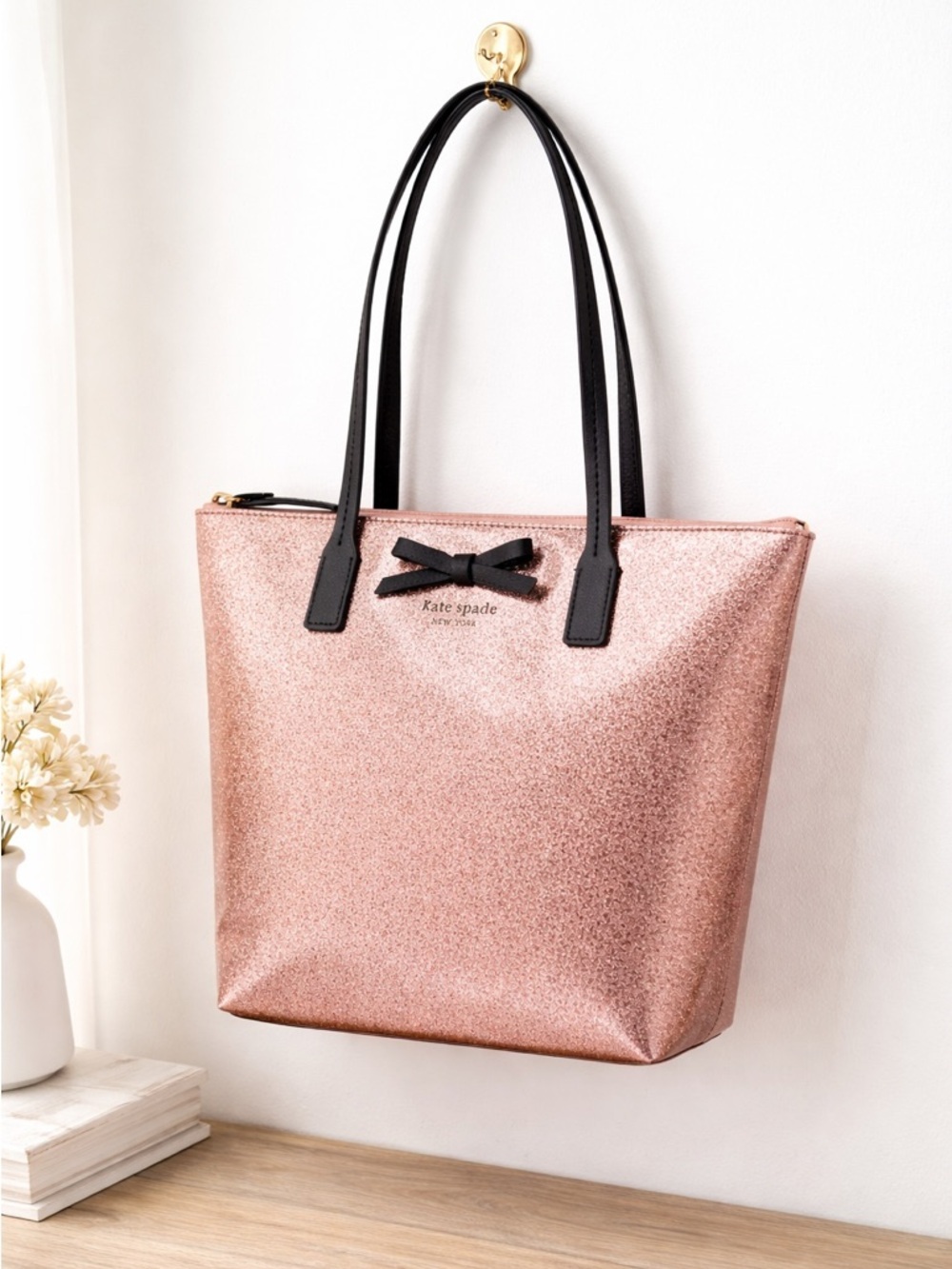 Kate Spade Mavis Street Jerelyn Glitter Bow Tote NEW